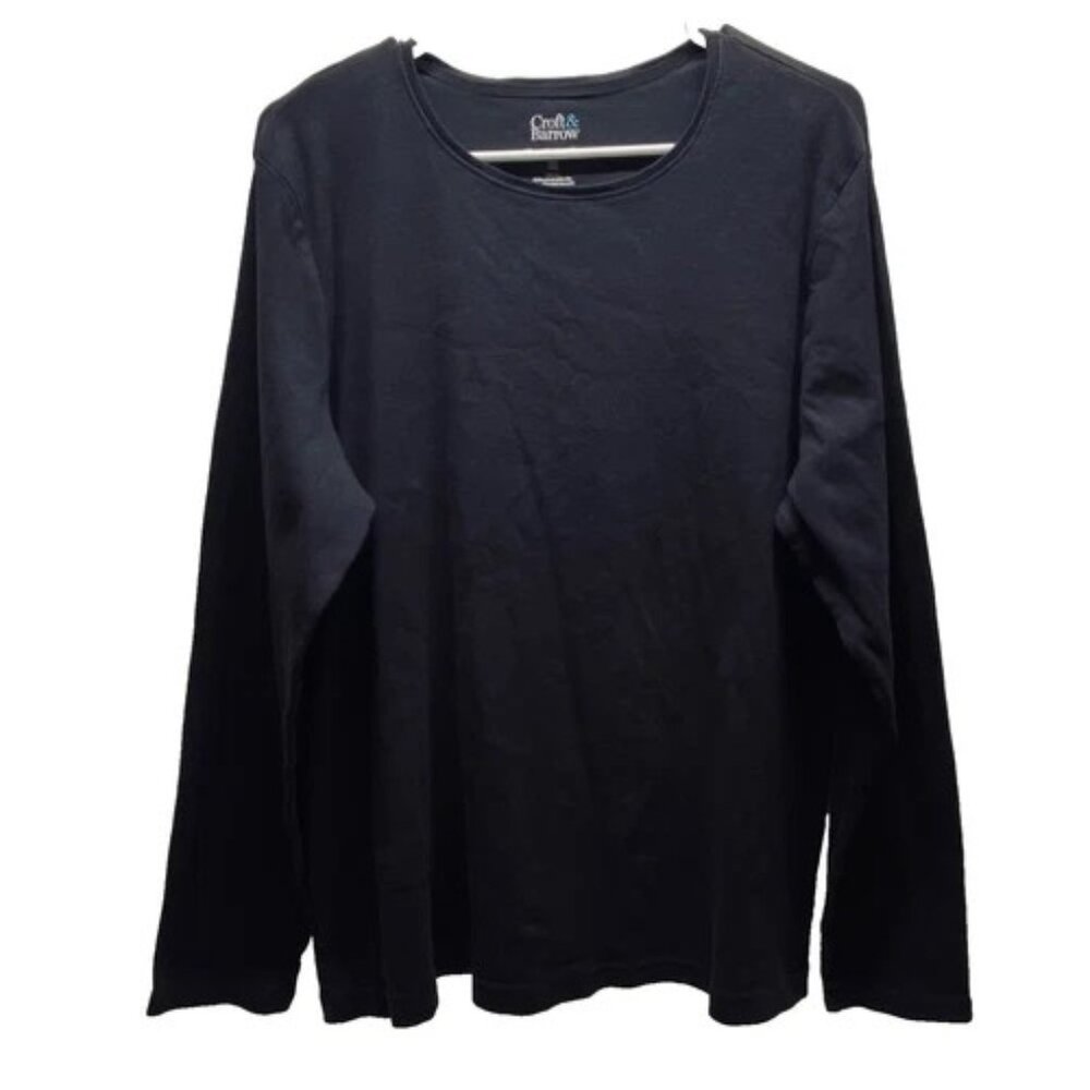 Croft &‎ Barrow Classic Tee Women's XXL Black Long Sleeve Crewneck T-Shirt EUC